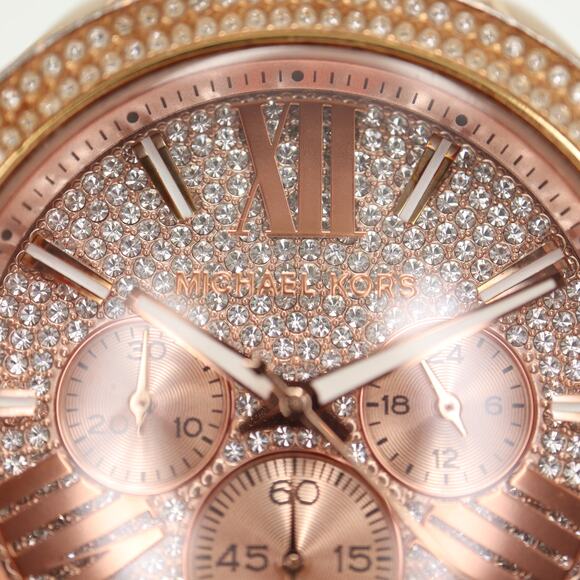 Michael Kors Wren 41mm Chronograph Watch Glitz Iced White Faux Leather MK6159 main image 11